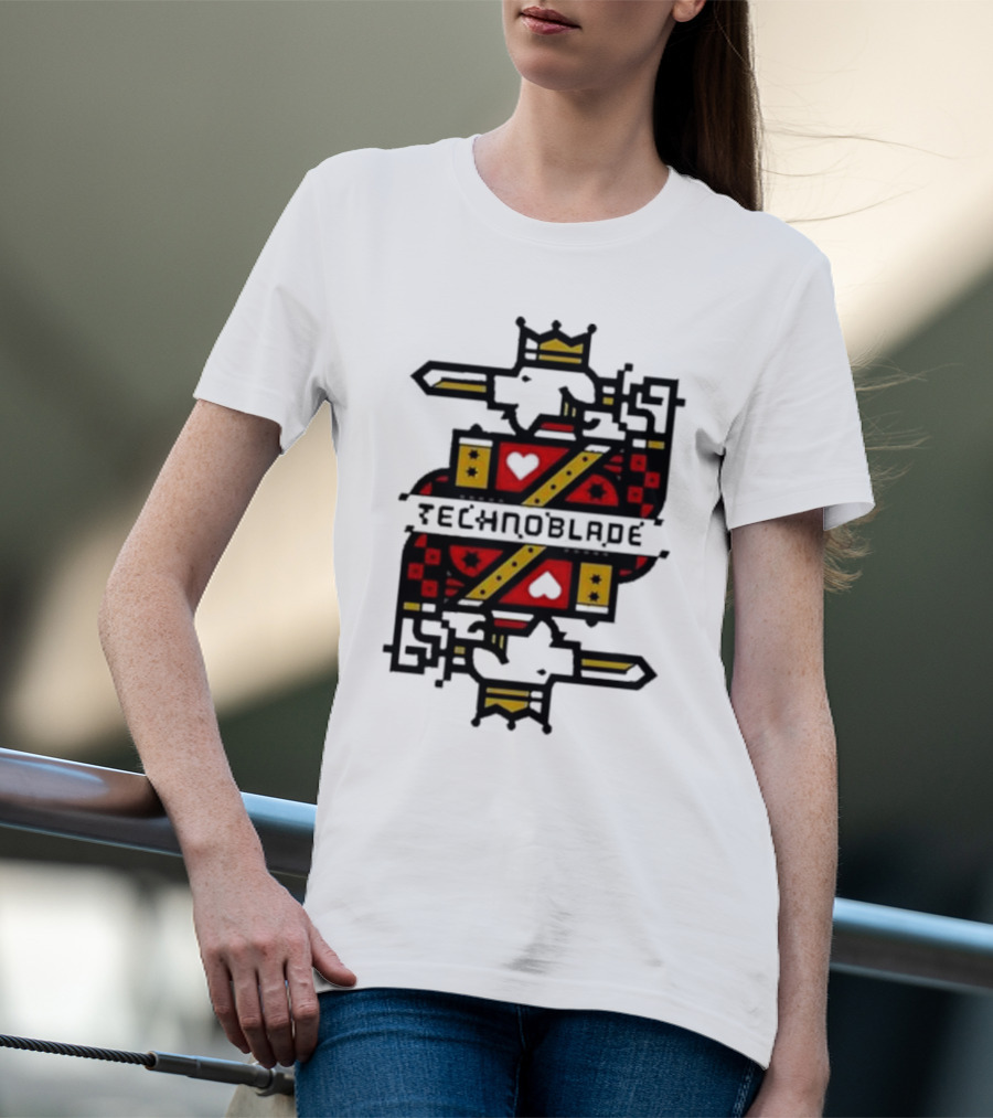 Technoblade Crowned Warrior Card Heart Sword T-Shirt