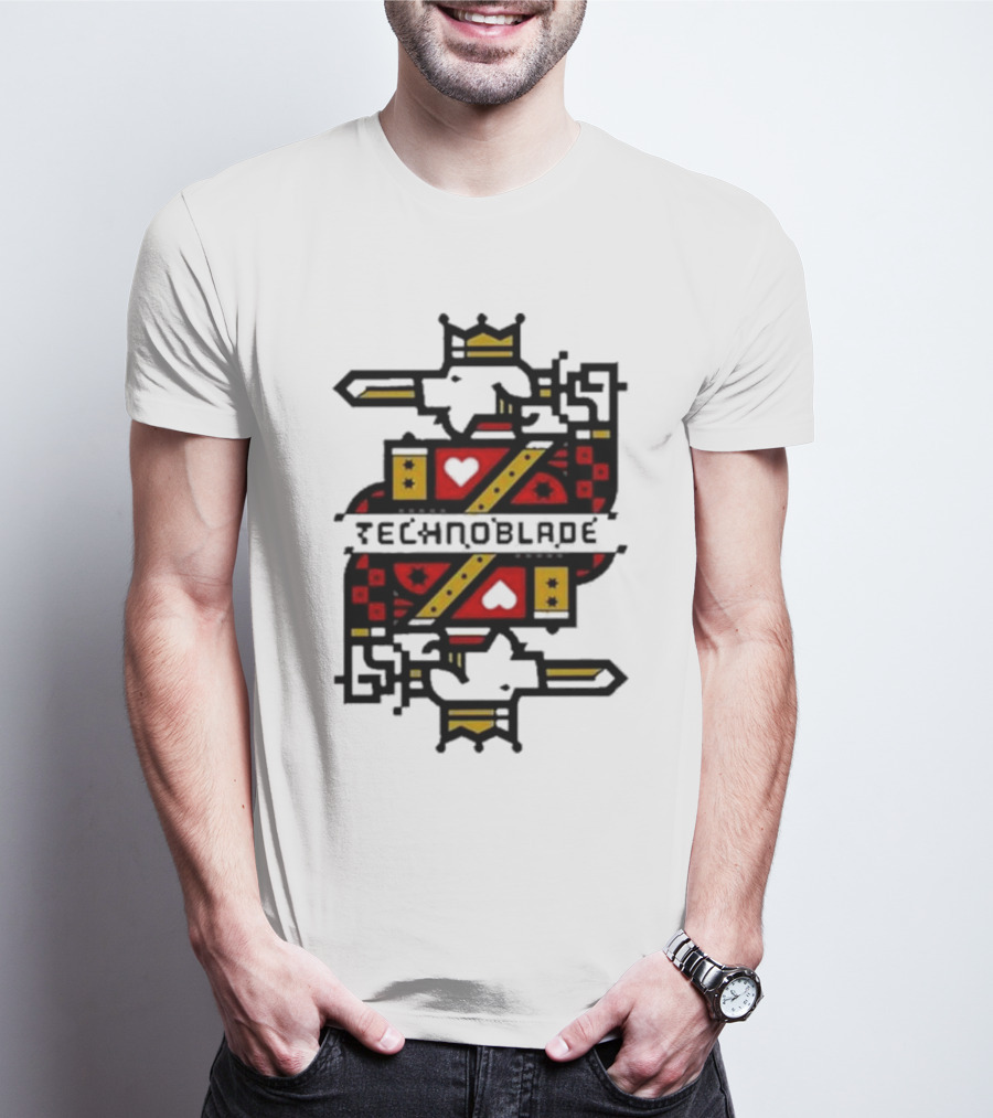 Technoblade Crowned Warrior Card Heart Sword T-Shirt