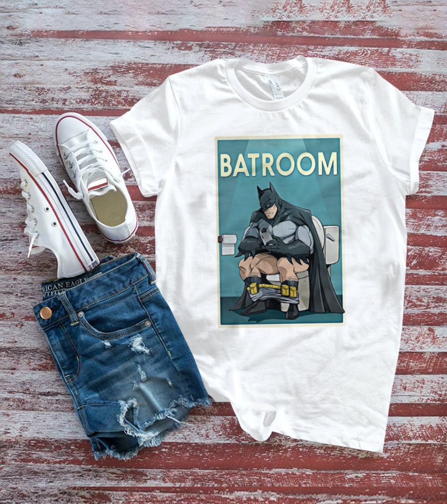 BATROOM Batman Comic Style Toilet Humor T-Shirt