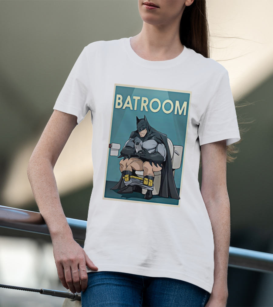 BATROOM Batman Comic Style Toilet Humor T-Shirt
