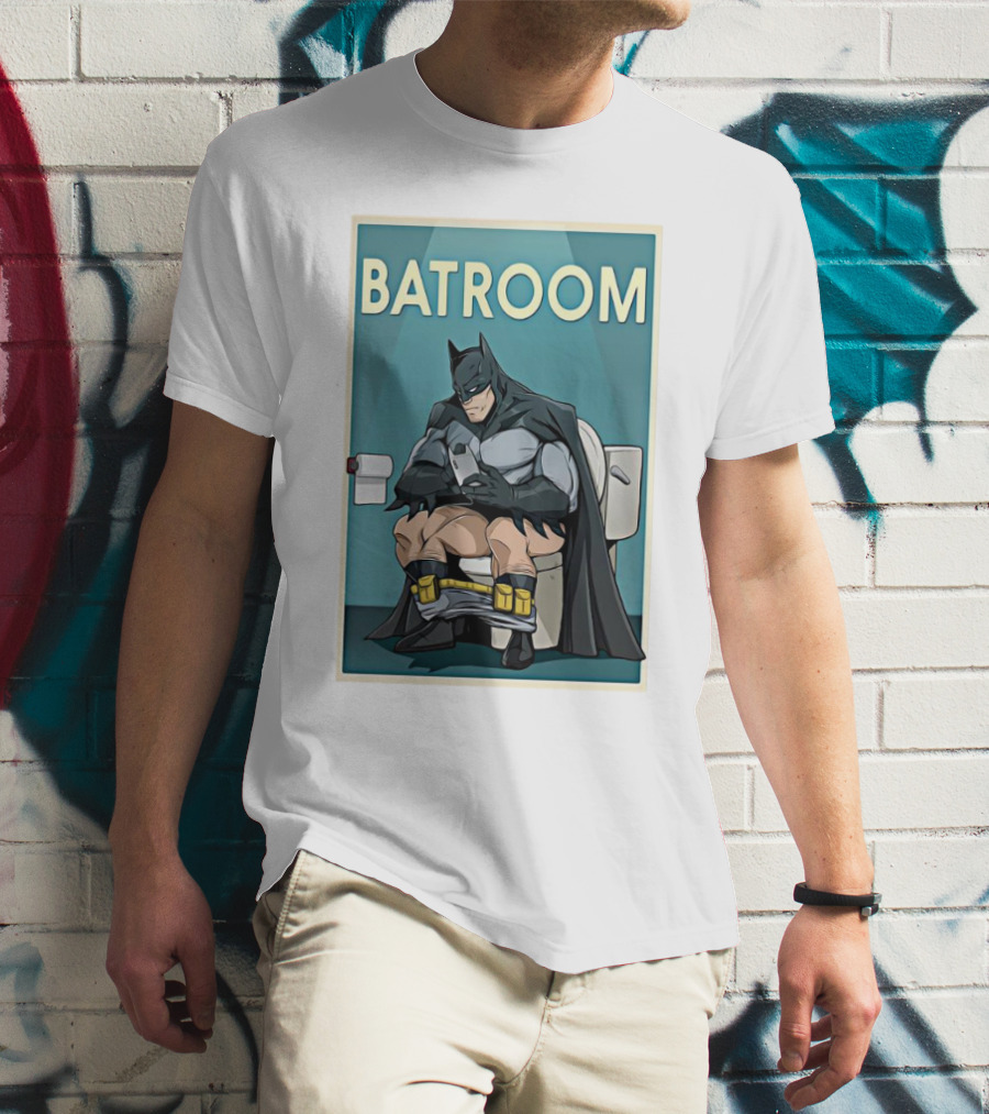 BATROOM Batman Comic Style Toilet Humor T-Shirt