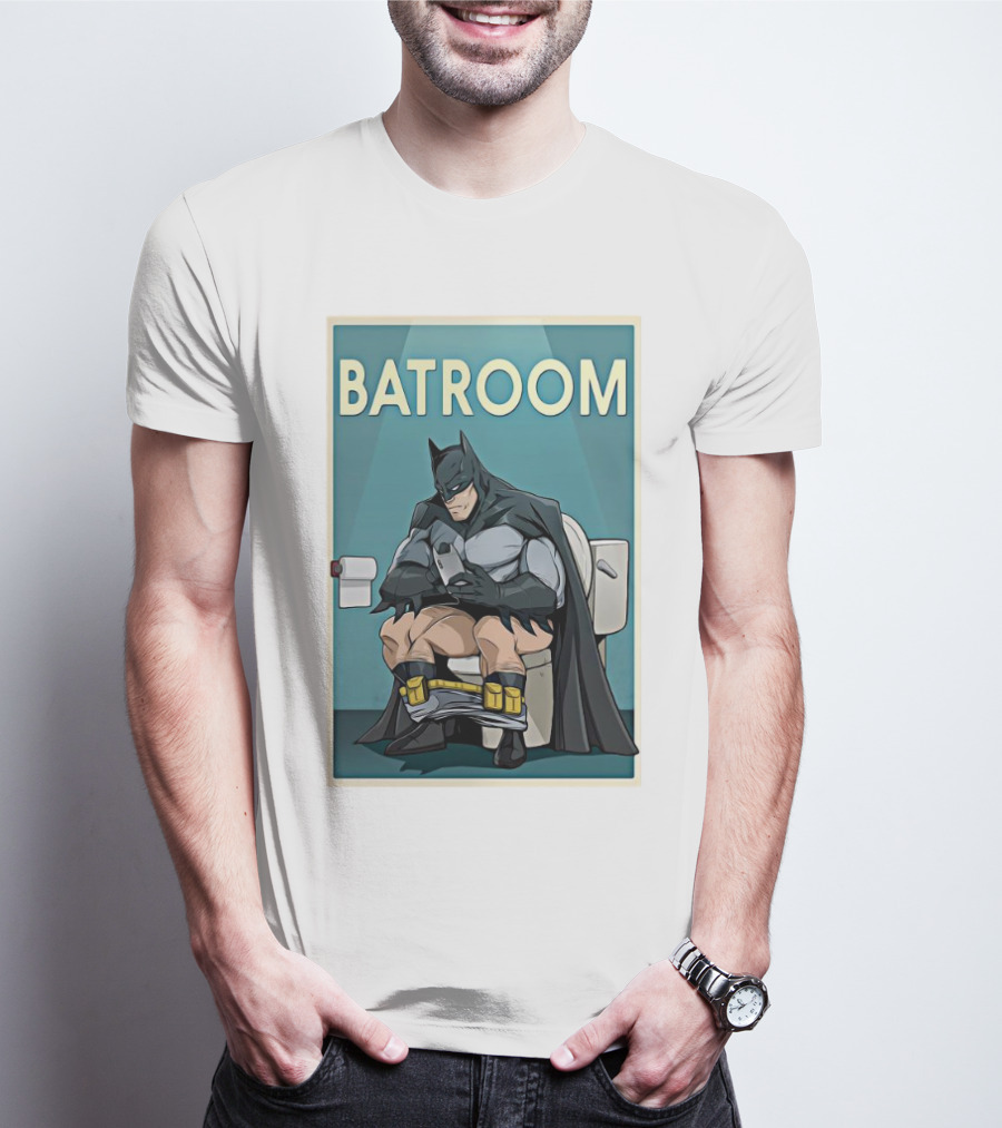 BATROOM Batman Comic Style Toilet Humor T-Shirt
