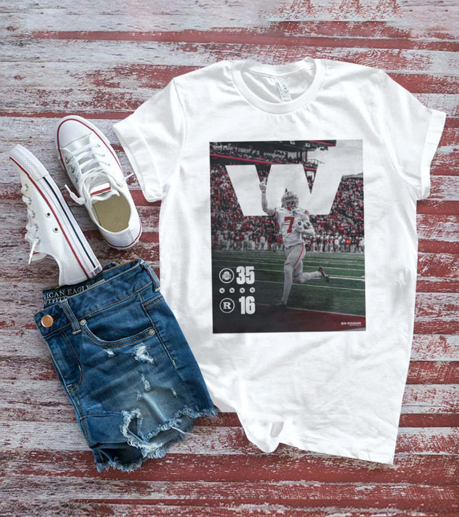 Ohio State 35-16 Rutgers Nov 4 SHI Stadium Victory Football T-Shirt
