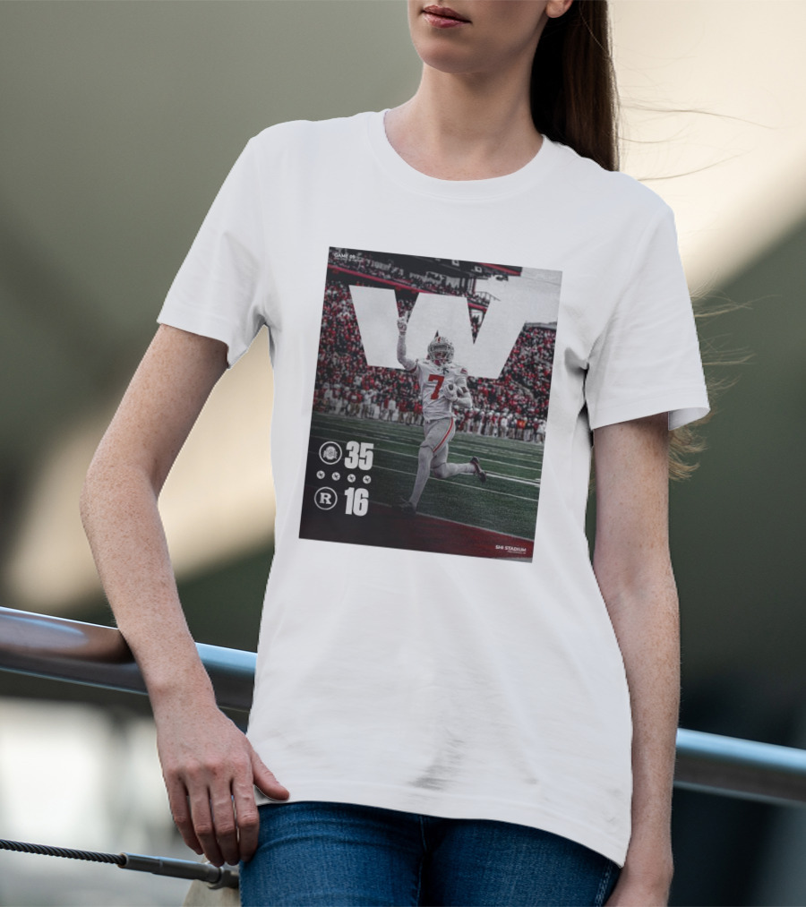Ohio State 35-16 Rutgers Nov 4 SHI Stadium Victory Football T-Shirt