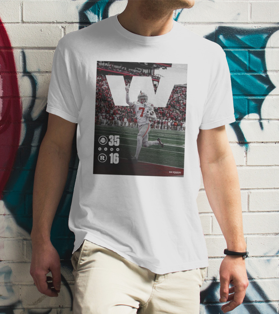 Ohio State 35-16 Rutgers Nov 4 SHI Stadium Victory Football T-Shirt
