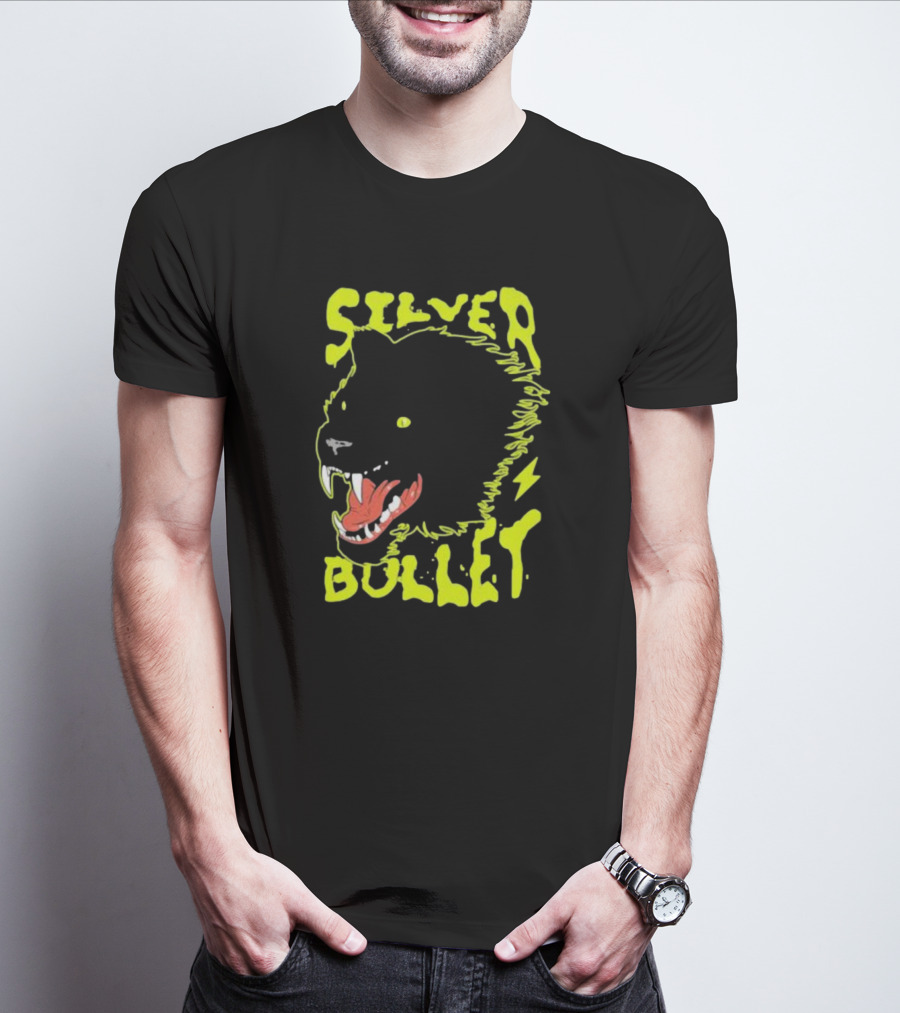 Silver Bullet Werewolf Face Neon T-Shirt