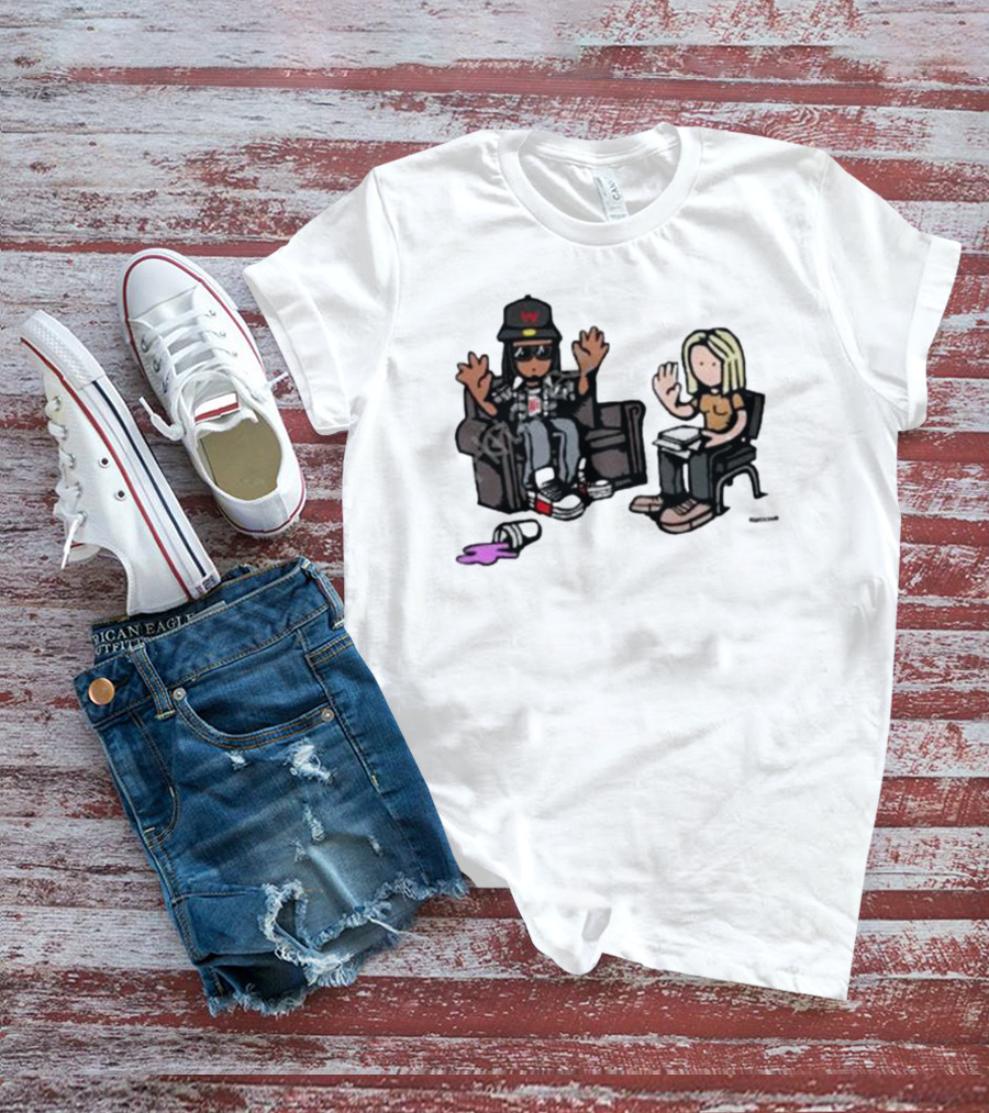 Cartoon Lil Wayne Interview Scene With Spilled Cup T-Shirt