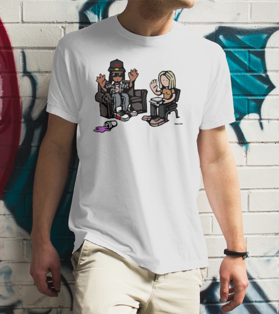 Cartoon Lil Wayne Interview Scene With Spilled Cup T-Shirt