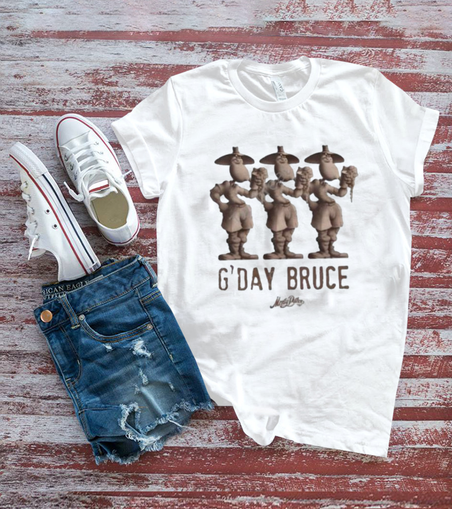 Monty Python G’day Bruce Three Figures Holding Mugs T-Shirt