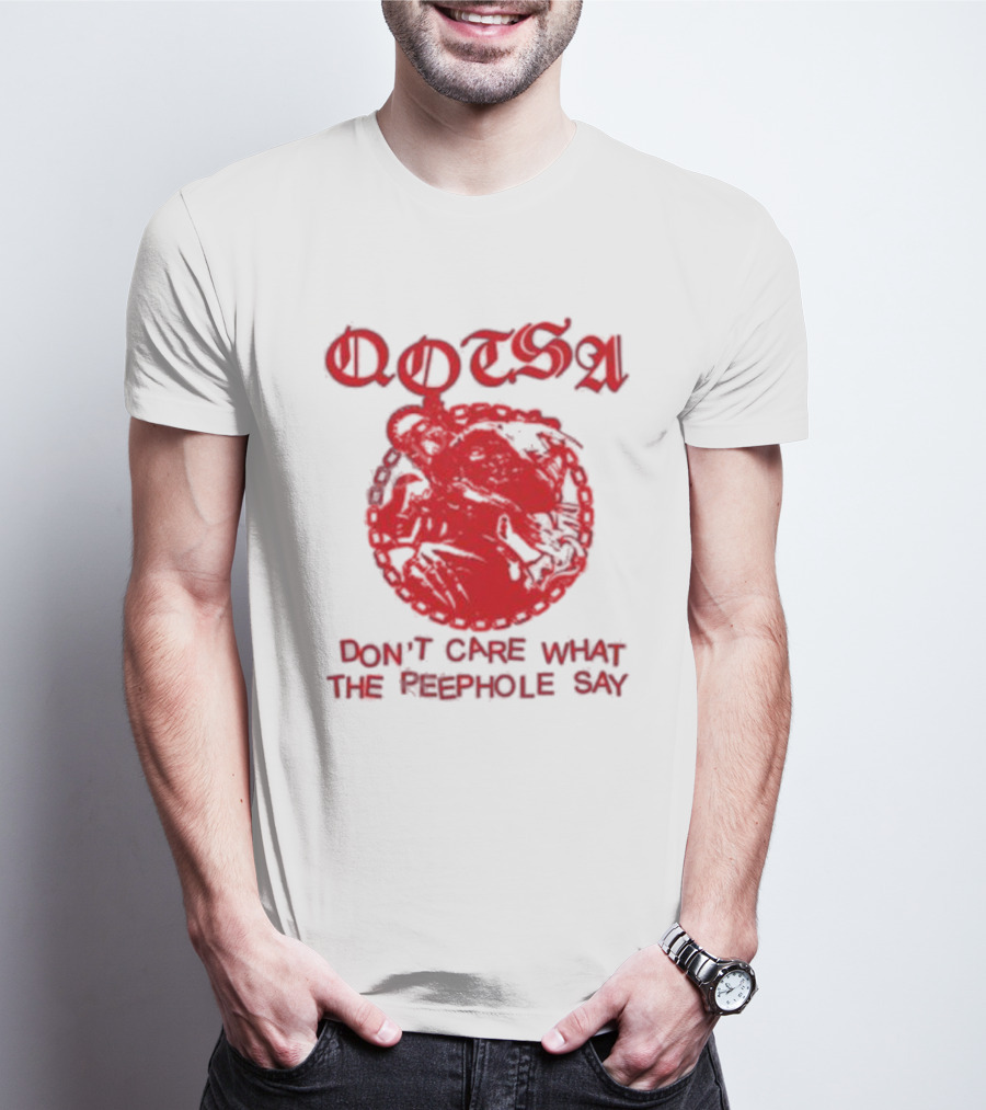 QOTSA Don't Care What The Peephole Say Red Skull T-Shirt