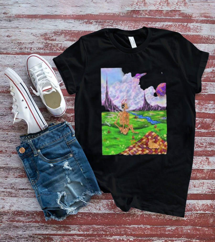 Soulosaint My Sanctuary Cosmic Landscape Skeleton Picnic Blanket T-Shirt