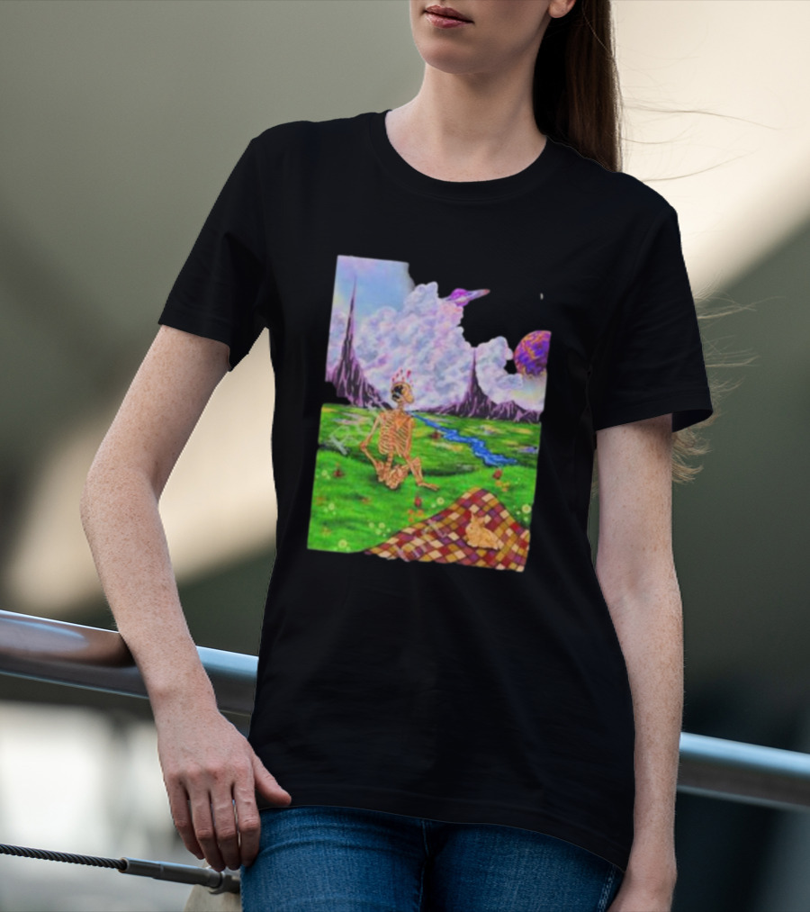 Soulosaint My Sanctuary Cosmic Landscape Skeleton Picnic Blanket T-Shirt
