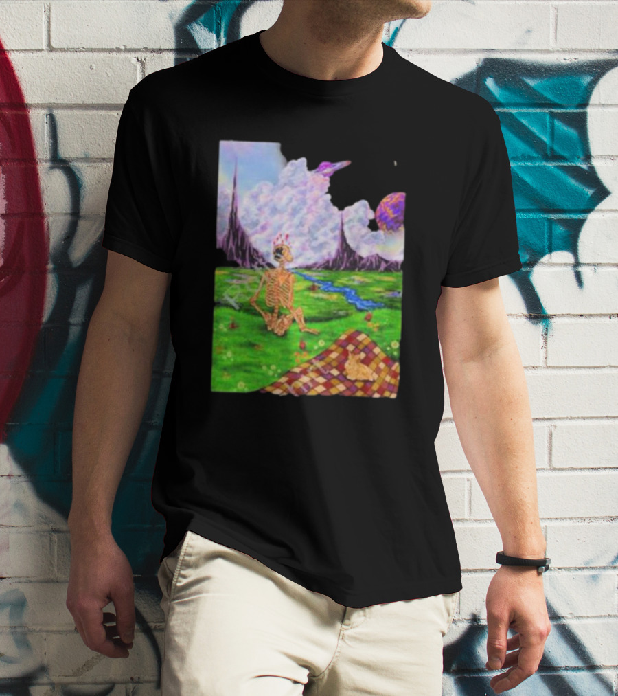 Soulosaint My Sanctuary Cosmic Landscape Skeleton Picnic Blanket T-Shirt