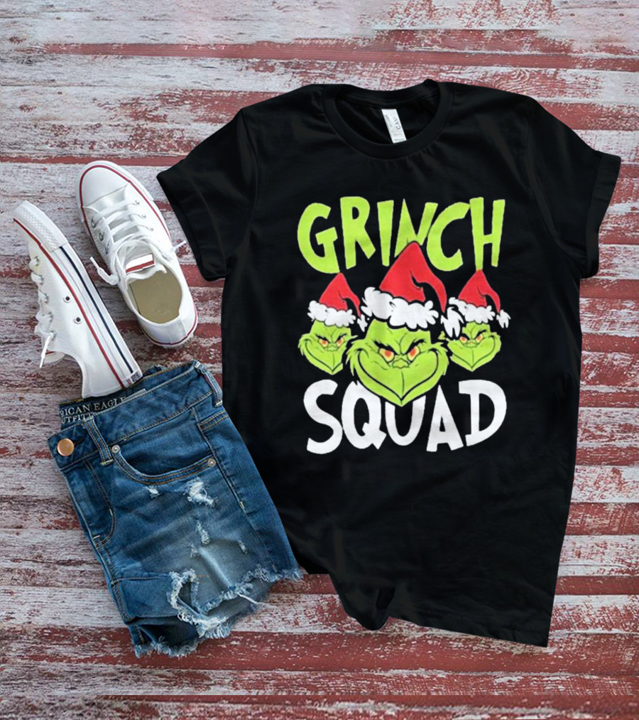 Grinch Squad Christmas Santa Hat Trio T-Shirt