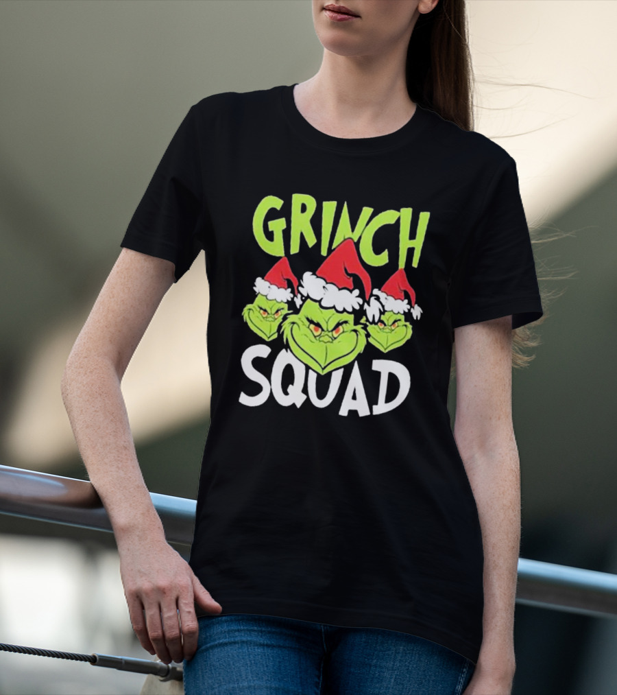 Grinch Squad Christmas Santa Hat Trio T-Shirt