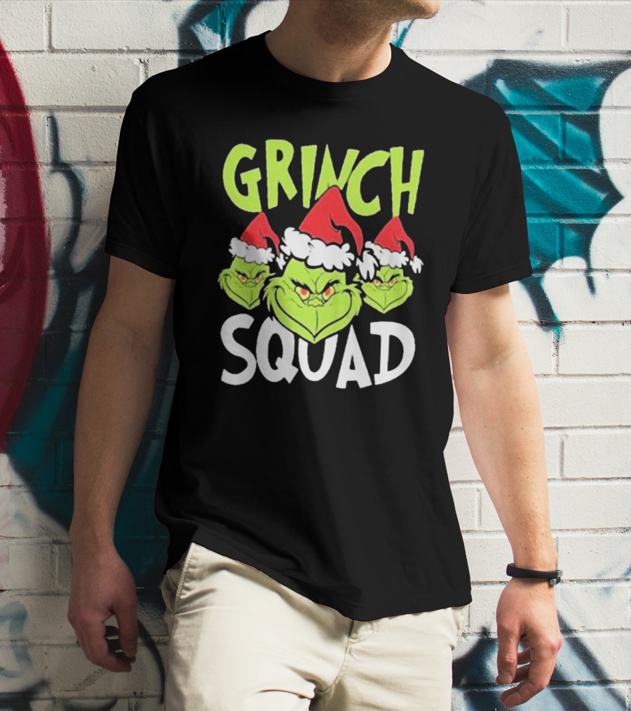 Grinch Squad Christmas Santa Hat Trio T-Shirt