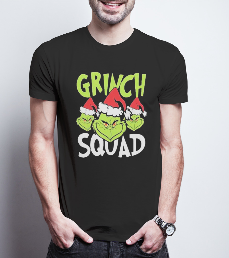 Grinch Squad Christmas Santa Hat Trio T-Shirt