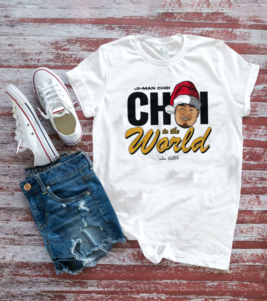 Ji-Man Choi Choi To The World Christmas Clutch Baseball Santa Hat T-Shirt