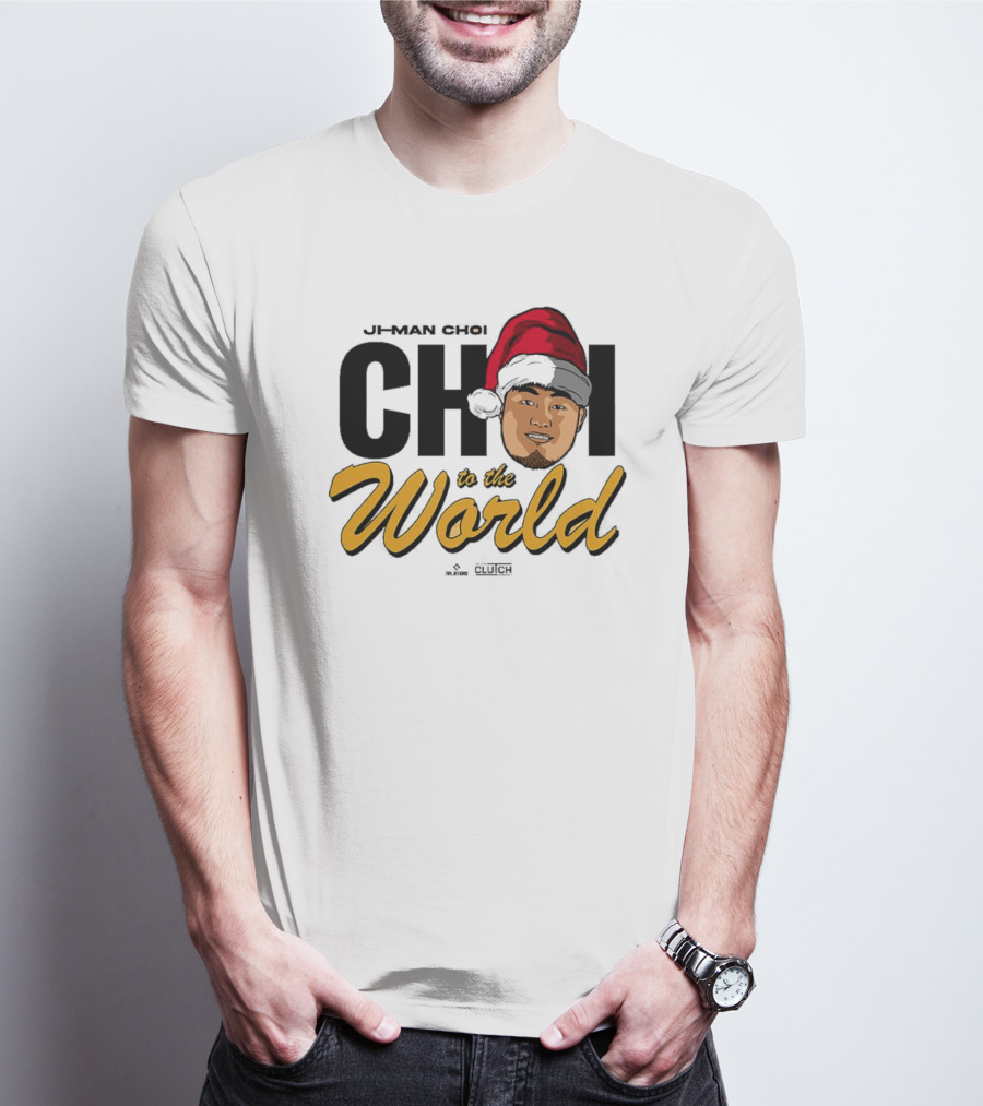 Ji-Man Choi Choi To The World Christmas Clutch Baseball Santa Hat T-Shirt