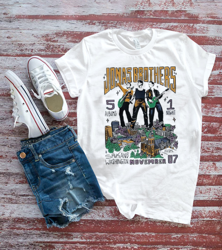 JONAS BROTHERS 5 ALBUMS 1 NIGHT SPOKANE WASHINGTON NOVEMBER 07 T-Shirt
