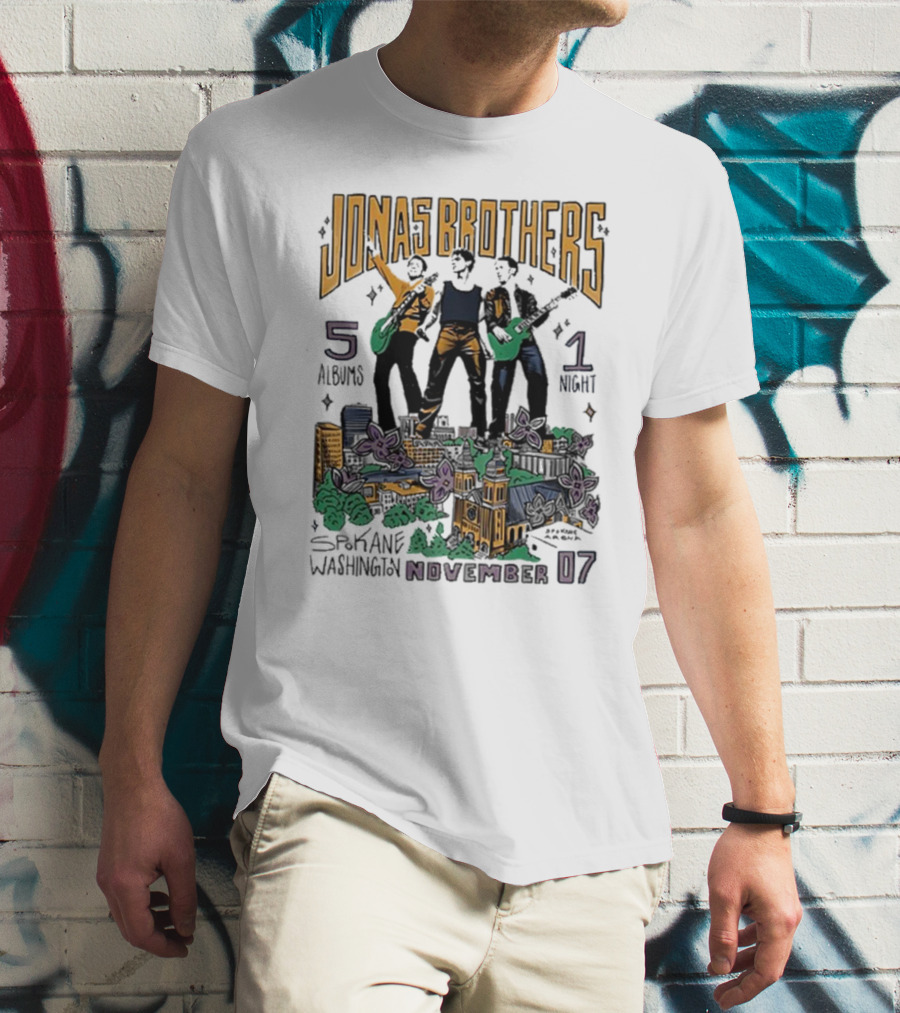 JONAS BROTHERS 5 ALBUMS 1 NIGHT SPOKANE WASHINGTON NOVEMBER 07 T-Shirt