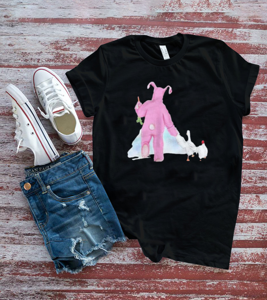 Matthew Perry Pink Bunny Holding Chicken T-Shirt