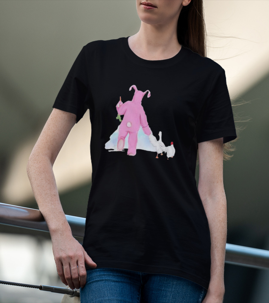 Matthew Perry Pink Bunny Holding Chicken T-Shirt