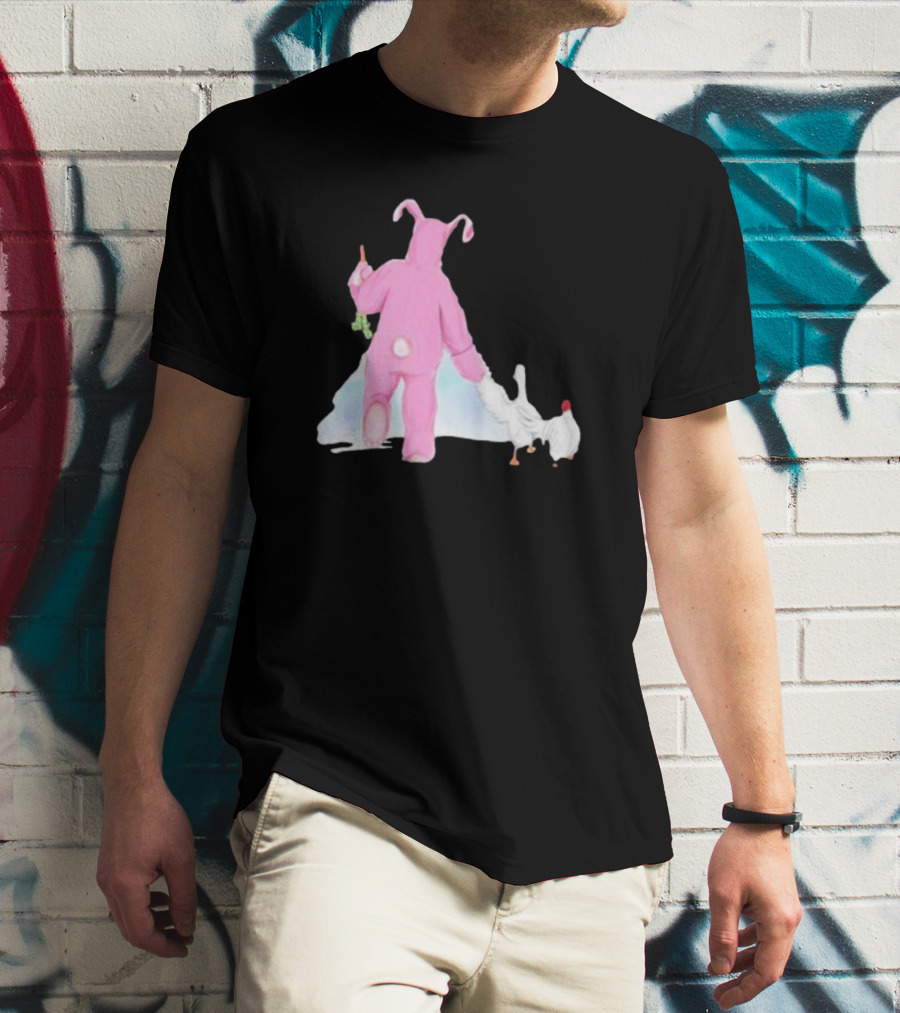Matthew Perry Pink Bunny Holding Chicken T-Shirt