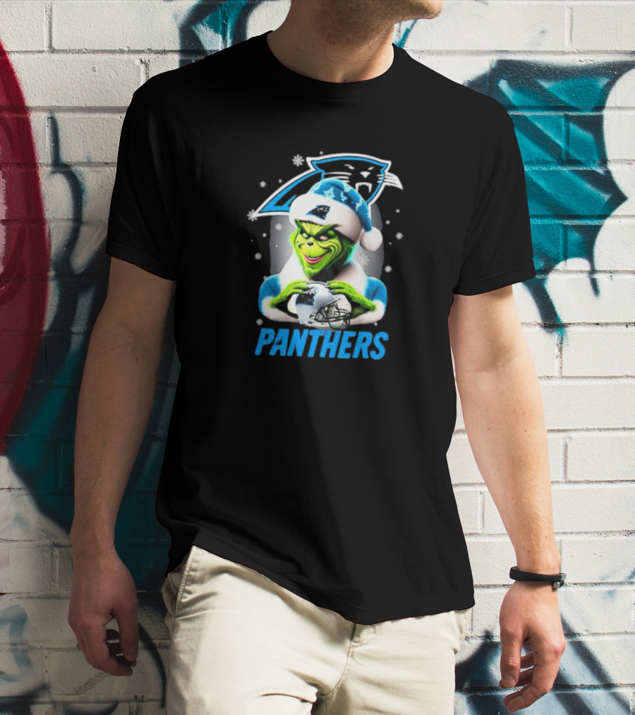 Santa Grinch Carolina Panthers Merry Christmas T-Shirt