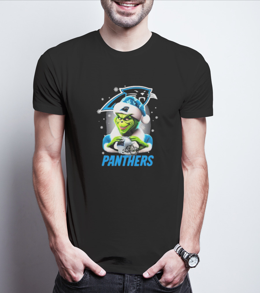 Santa Grinch Carolina Panthers Merry Christmas T-Shirt