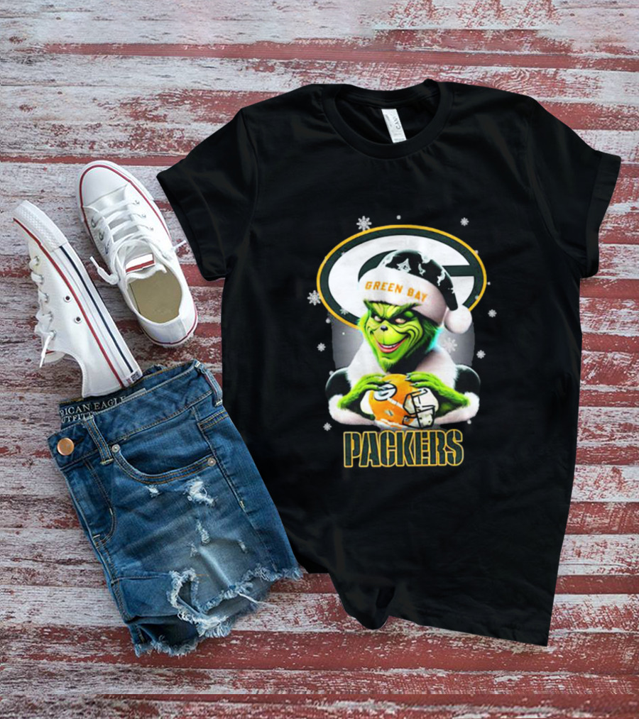 Santa Grinch Green Bay Packers Merry Christmas T-Shirt