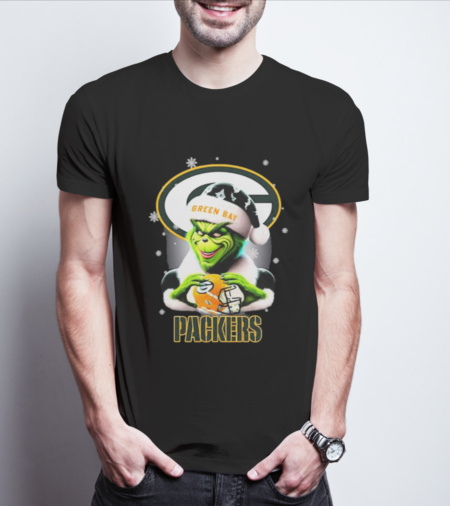 Santa Grinch Green Bay Packers Merry Christmas T-Shirt