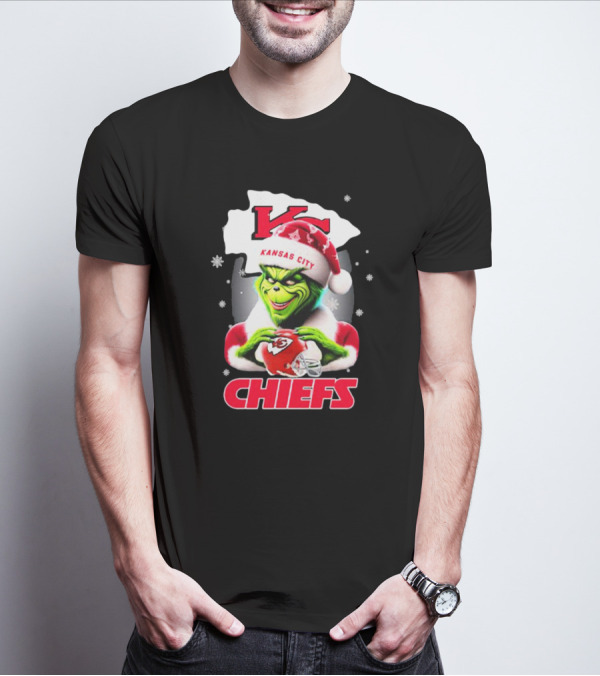 Kansas City Chiefs Grinch Santa Christmas T-Shirt