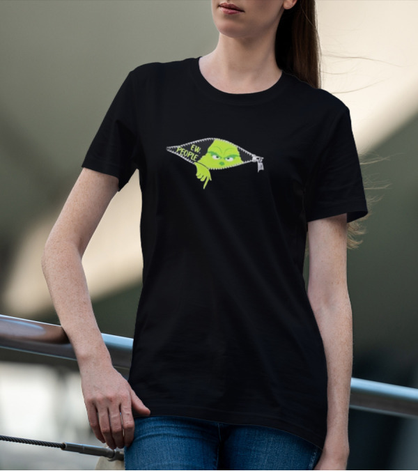 Women’s Ew People Grinch Christmas Print Hooded Zipper T-Shirt