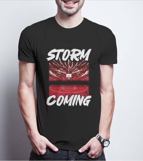 Athletelogos There Is A Storm Coming Basketball Court Thunderous Sky T-Shirt