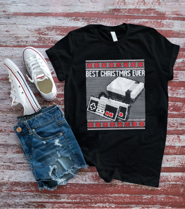 Best Christmas Ever Ugly Sweater NES Controller Retro Console T-Shirt