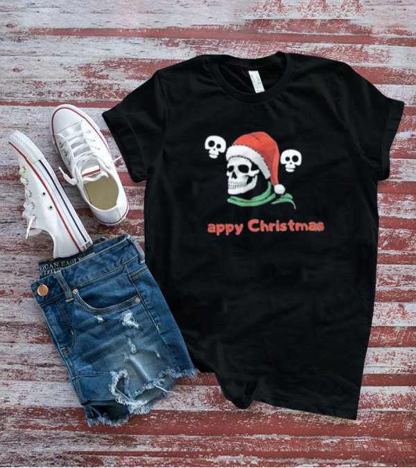 Happy Christmas Skull Santa Hat T-Shirt