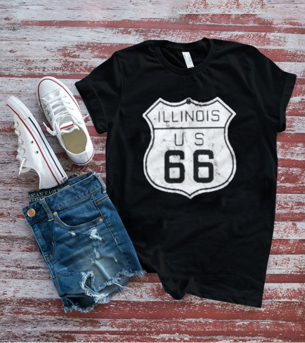 Illinois Route 66 US Vintage Shield Retro Look T-Shirt