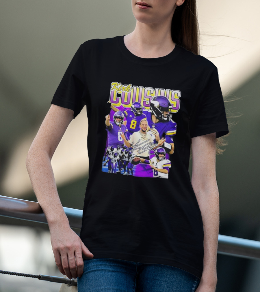 Kirk Cousins Minnesota Vikings Quarterback Number 8 Football Collage T-Shirt