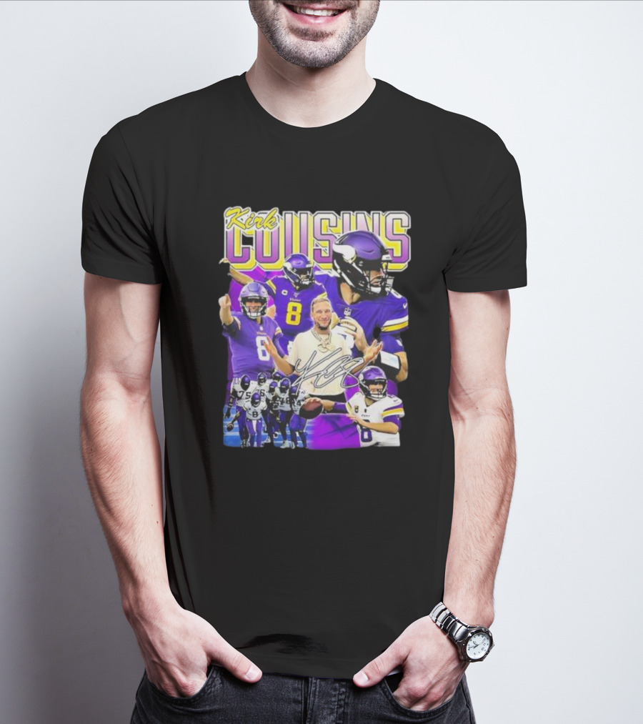 Kirk Cousins Minnesota Vikings Quarterback Number 8 Football Collage T-Shirt