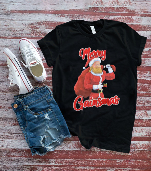 Papa Swolio Merry Gainsmas Santa Claus Fitness Holiday T-Shirt