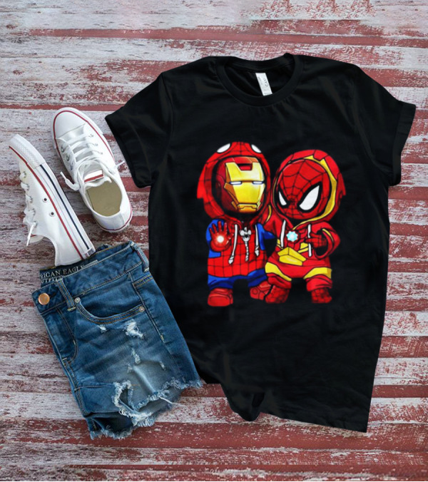 Baby Iron Man And Baby Spiderman Heroes Duo T-Shirt