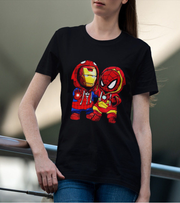 Baby Iron Man And Baby Spiderman Heroes Duo T-Shirt