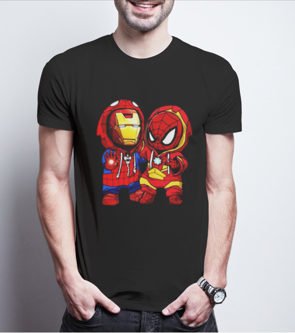 Baby Iron Man And Baby Spiderman Heroes Duo T-Shirt