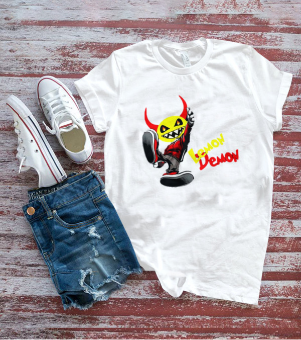 Lemon Demon Hip Hop Character In Sneakers With Red Devil Horns T-Shirt