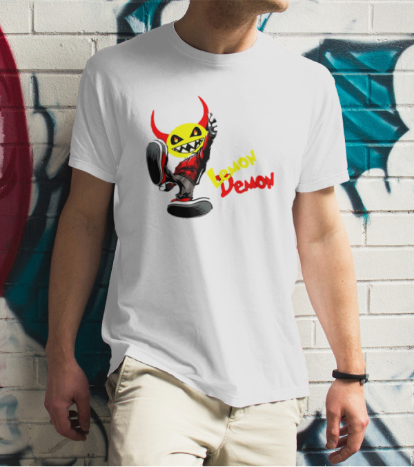 Lemon Demon Hip Hop Character In Sneakers With Red Devil Horns T-Shirt