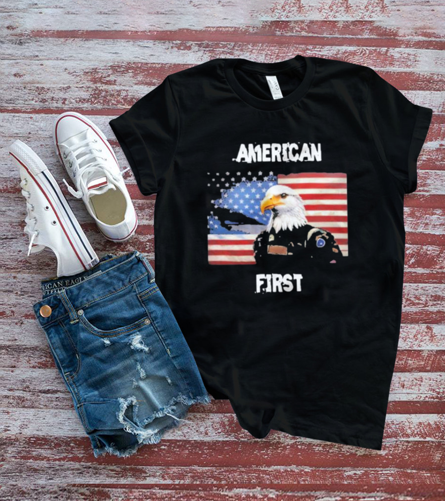 American Eagle Soldier American First US Flag Patriotic T-Shirt