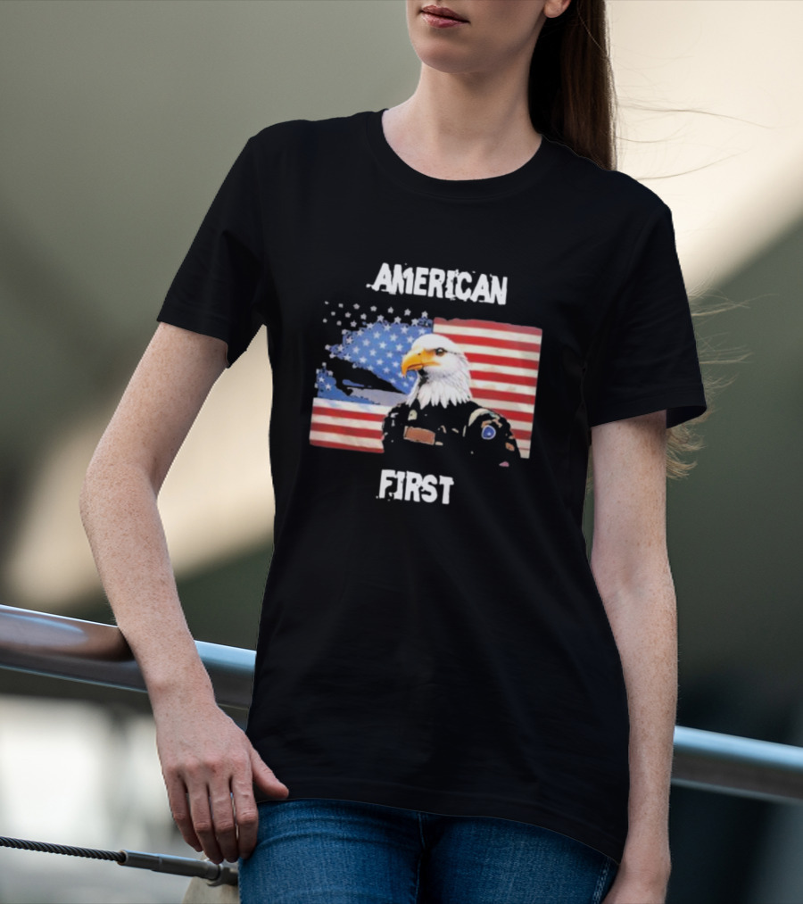 American Eagle Soldier American First US Flag Patriotic T-Shirt