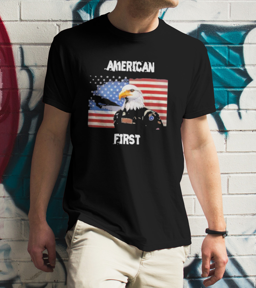 American Eagle Soldier American First US Flag Patriotic T-Shirt