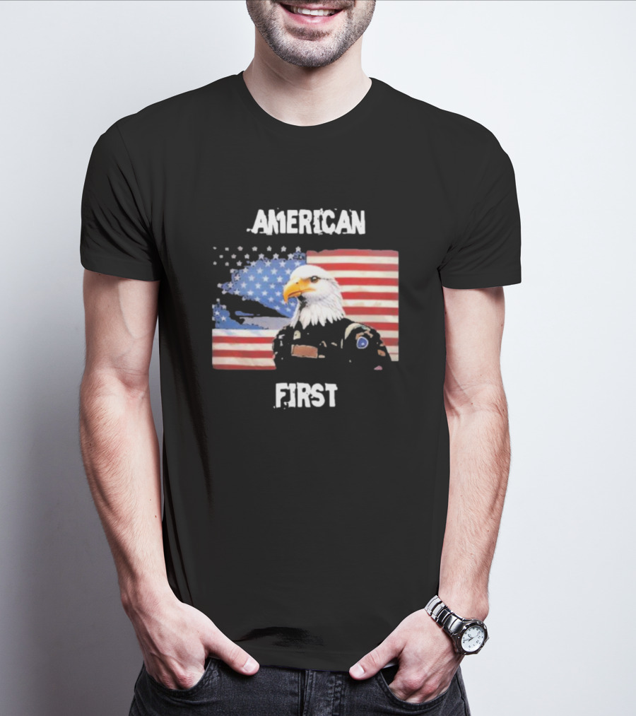 American Eagle Soldier American First US Flag Patriotic T-Shirt